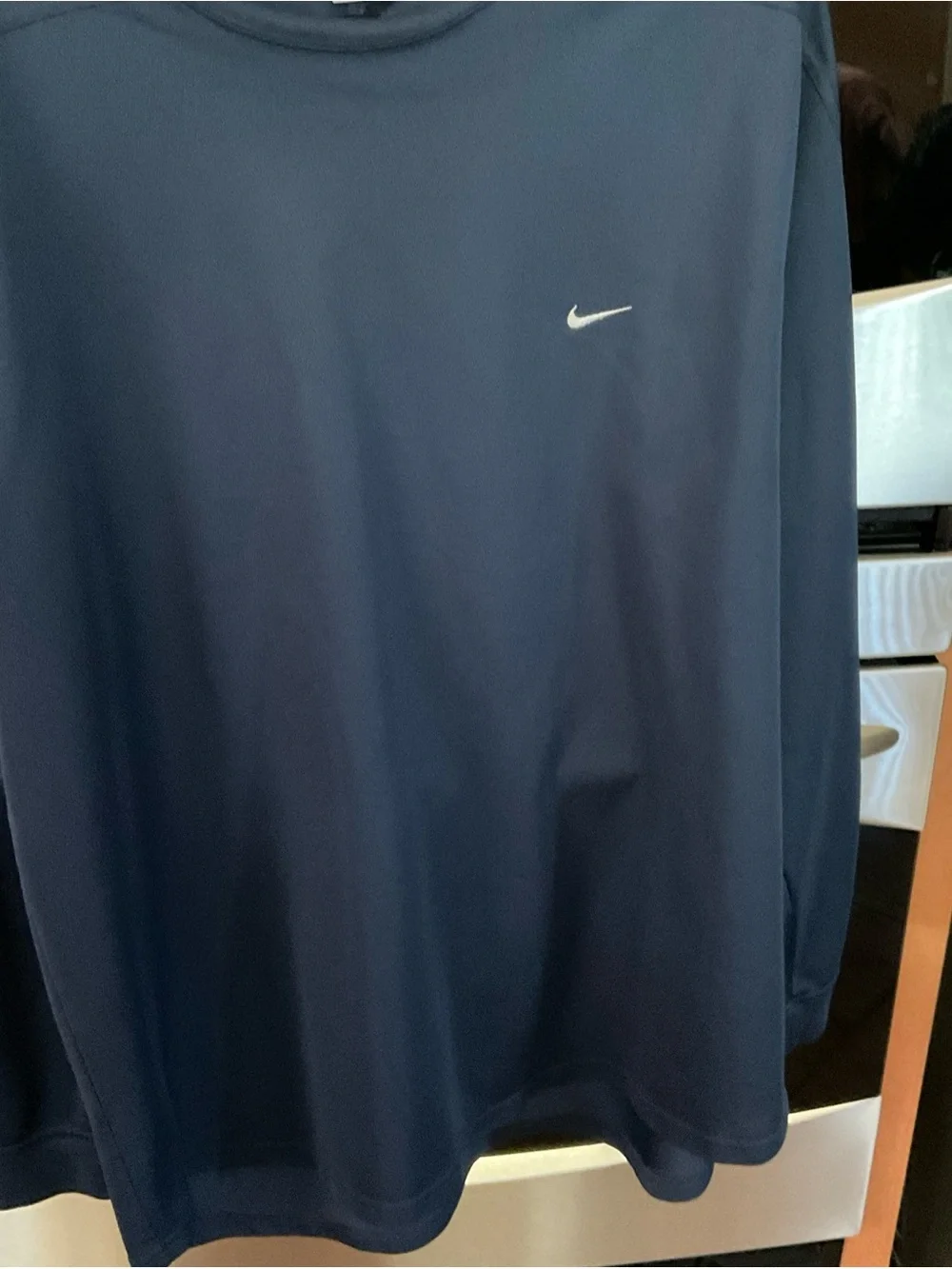 Vintage Nike Mens Blue Performance Long-Sleeve Athletic Crewneck Shirt Size 2XL